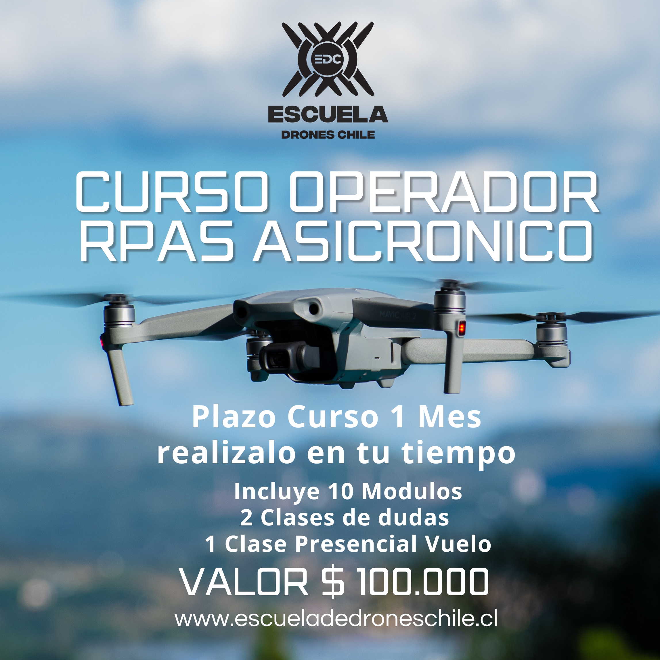 Curso de Operador Rpas Asincrónico de la Escuela de Drones Chile